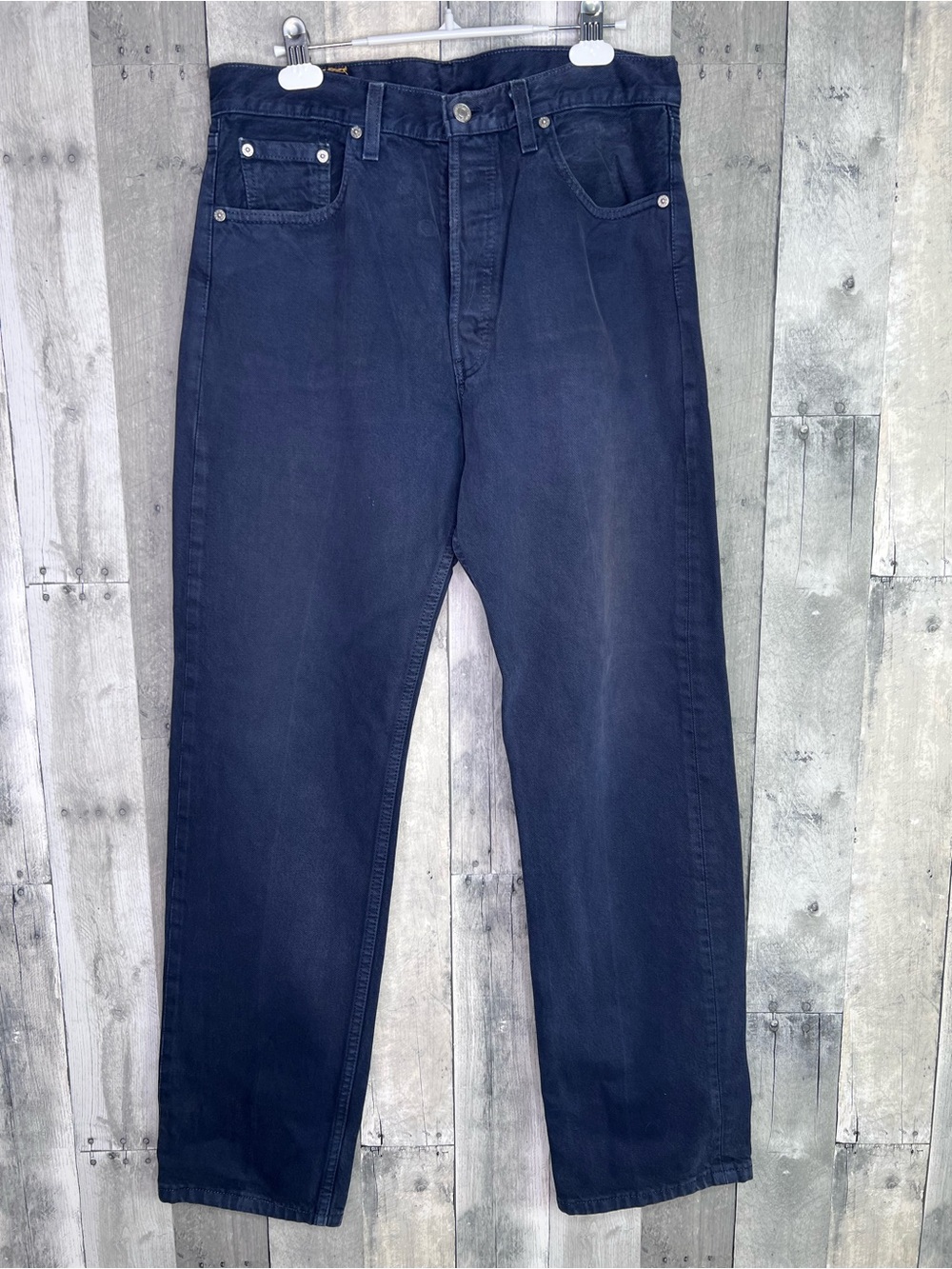 LEVIS 501 Men’s Blue Dark Wash Denim Jeans Button Fly Closure Size 34x32